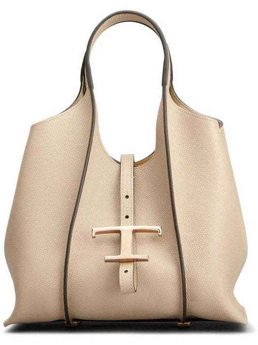 T Timeless Leather Shopping Mini Tote Bag Beige - TOD'S - BALAAN 1