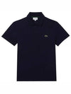 Men's Regular Fit Logo Short Sleeve PK Shirt Navy Blue - LACOSTE - BALAAN.