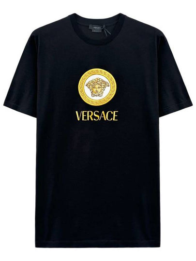 Embroidered Medusa Short Sleeve T-Shirt Black - VERSACE - BALAAN 2