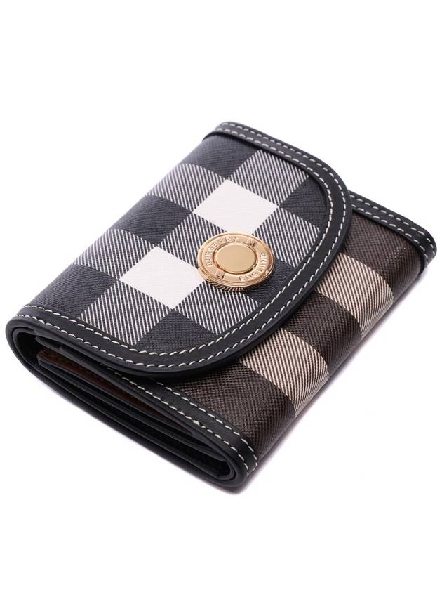 Check Print Leather Half Wallet Brown - BURBERRY - BALAAN 6