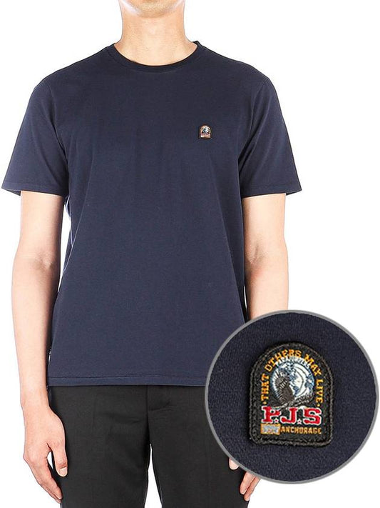 logo patch crew neck cotton short sleeve t-shirt navy - PARAJUMPERS - BALAAN.