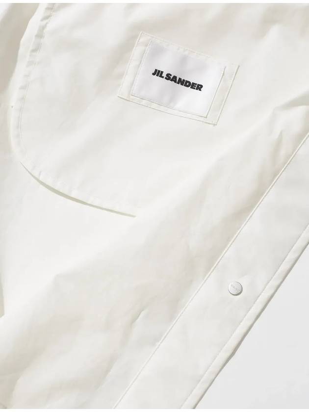 Bag Logo Cotton Hooded Raincoat White - JIL SANDER - BALAAN 5
