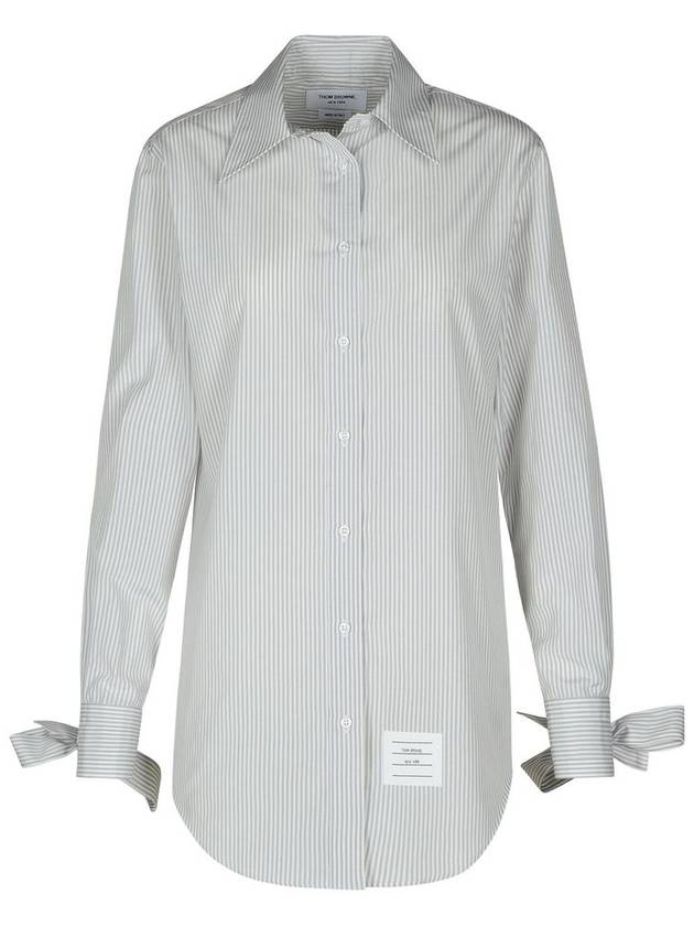 Long Stripe Shirt Grey - THOM BROWNE - BALAAN 1