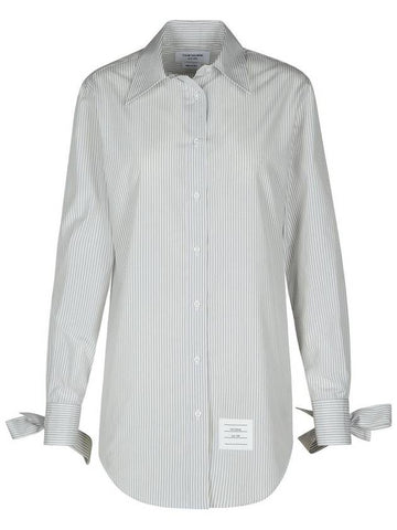 Long Stripe Shirt Grey - THOM BROWNE - BALAAN 1