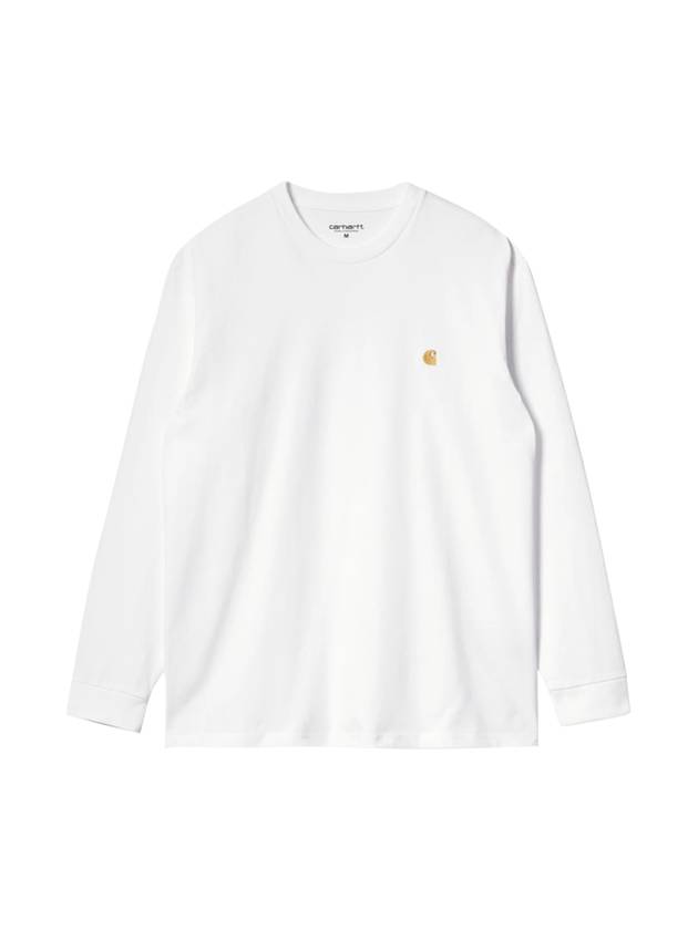 Men's Chase Mini Embroid Logo Long Sleeve T-Shirt White - CARHARTT WIP - BALAAN 1