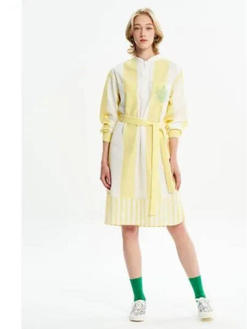 Poolside striped tunic dress one piece lemon yellow domestic product - MAISON KITSUNE - BALAAN 1