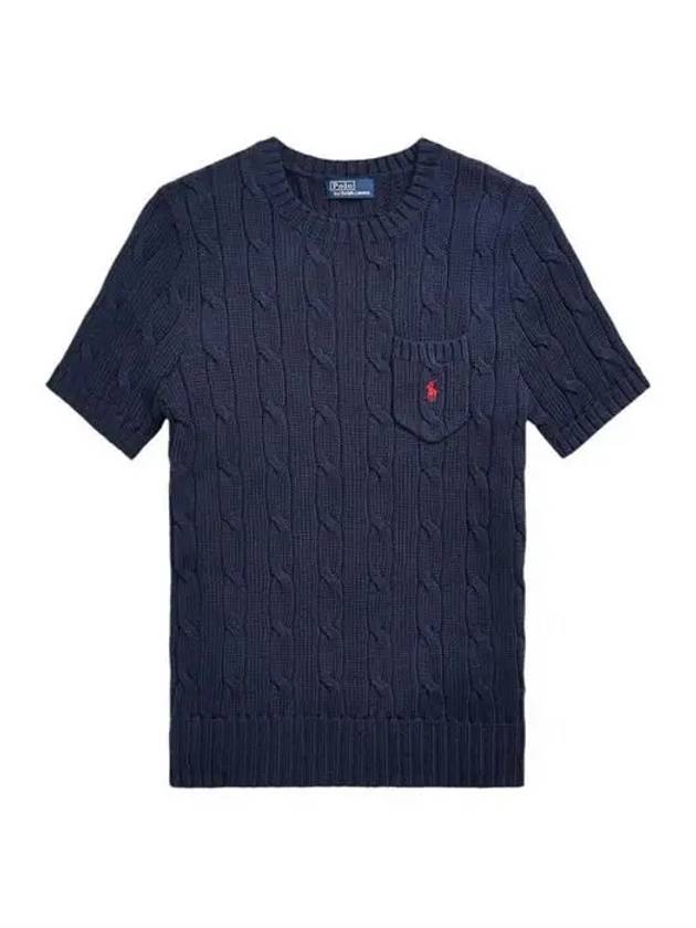 Embroidered Pony Pocket Knit Top Navy - POLO RALPH LAUREN - BALAAN 3