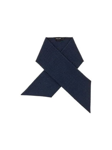 Men s Seersucker Striped Scarf Dark Blue - GIORGIO ARMANI - BALAAN 1