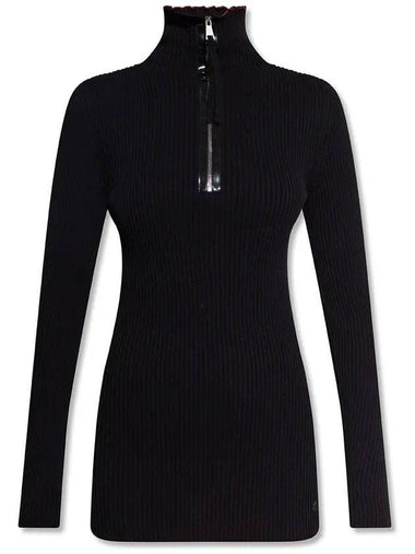 Genius 1952 Half Zip Turtleneck Knit Top Black - MONCLER - BALAAN 1