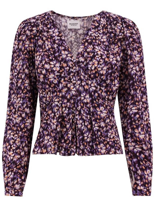 Floral V-neck viscose blouse purple - ISABEL MARANT ETOILE - BALAAN 2