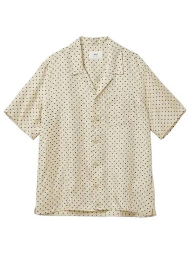 Polka dot short sleeve shirt beige - AMI - BALAAN 1