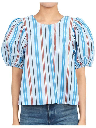 Striped Print Organic Cotton Blouse - GANNI - BALAAN 2