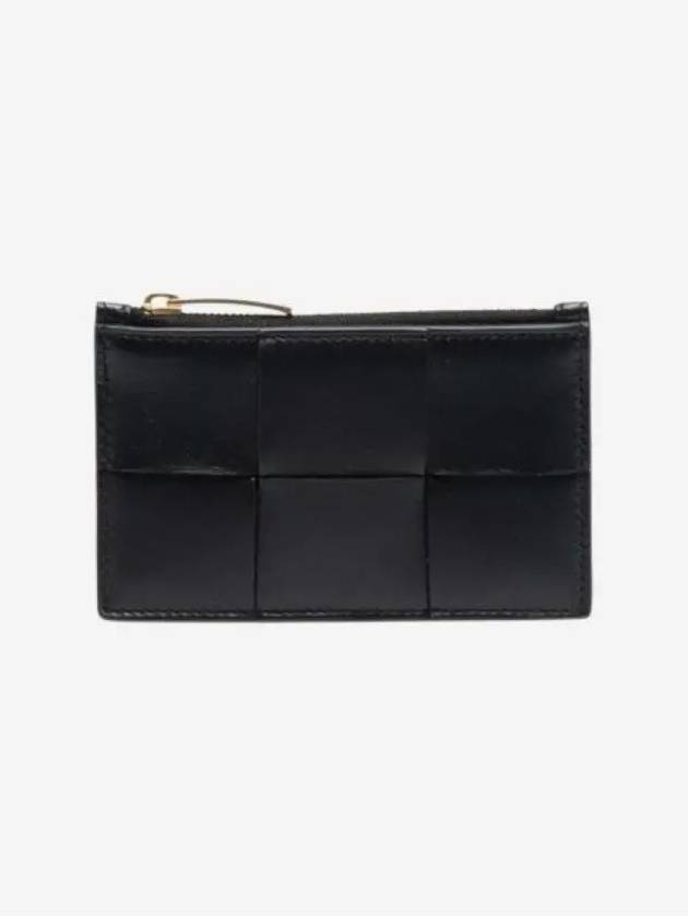 Intrecciato Zipper Card Wallet Black - BOTTEGA VENETA - BALAAN 4