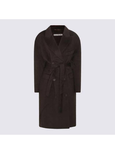 Double Breasted Belt Double Coat Charcoal Grey - ACNE STUDIOS - BALAAN 1