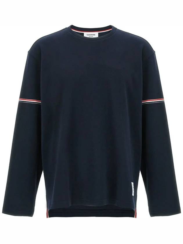 Cotton Rugby Long Sleeve T-Shirt Navy - THOM BROWNE - BALAAN 2