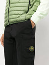 Men's Wappen Patch Cotton Fleece Track Pants Black - STONE ISLAND - BALAAN 3