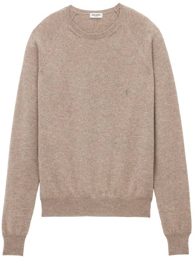 Cassandre crew neck long sleeve knit top beige - SAINT LAURENT - BALAAN 2