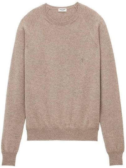 Cassandre crew neck long sleeve knit top beige - SAINT LAURENT - BALAAN 2