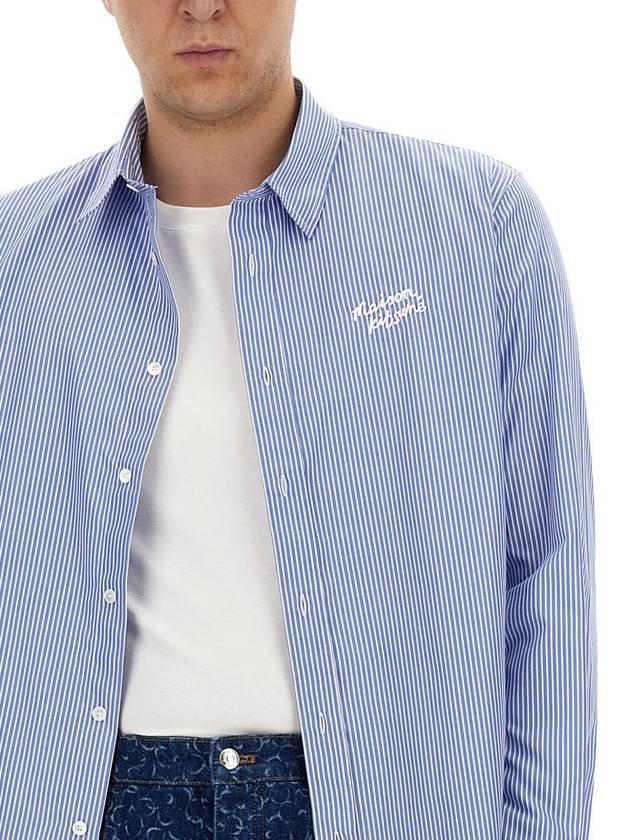 Handwriting Casual Striped Long Sleeve Shirt Sky Blue - MAISON KITSUNE - BALAAN 5