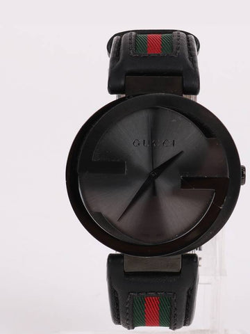 Black G frame three stripes leather watch 133 2 - GUCCI - BALAAN 1