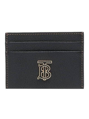 Grainy TB Logo Calfskin Card Wallet Black - BURBERRY - BALAAN 1