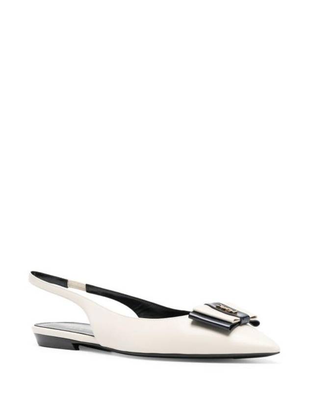 Anais Slingback Flats In Smooth And Patent Leather Ivory - SAINT LAURENT - BALAAN 3