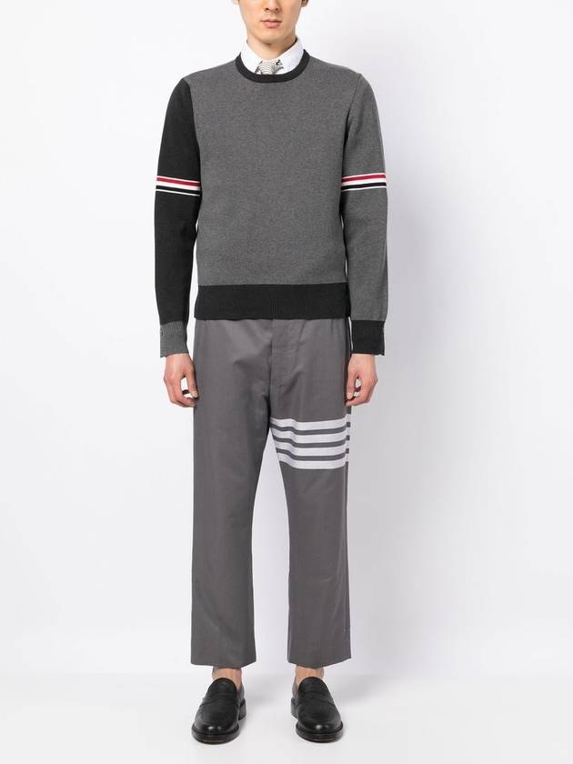 RWB Striped Crew Neck Knit Top Grey - THOM BROWNE - BALAAN 3