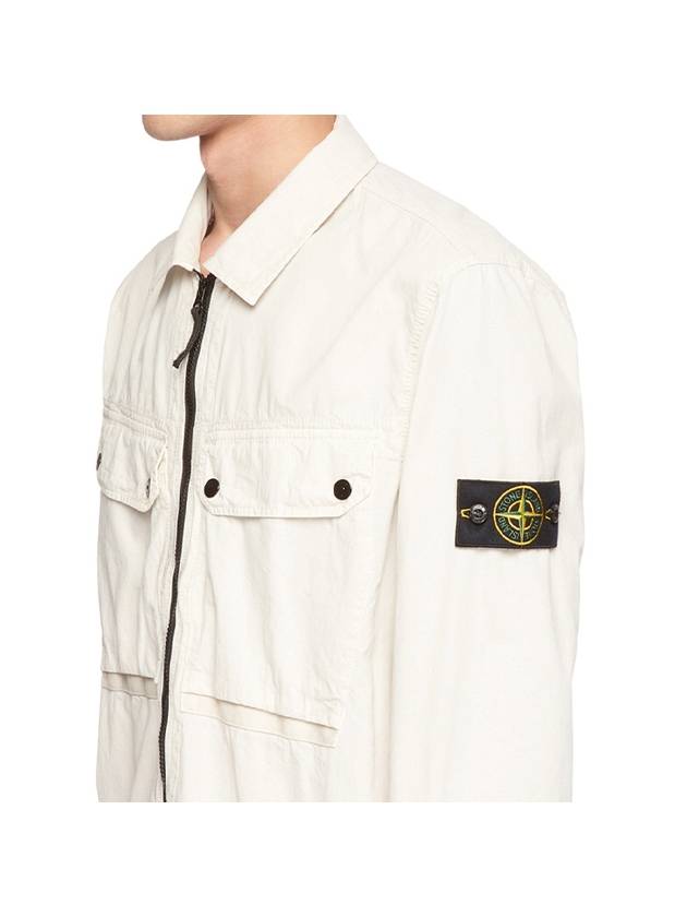 Brushed Organic Cotton Overshirt Jacket White - STONE ISLAND - BALAAN 6