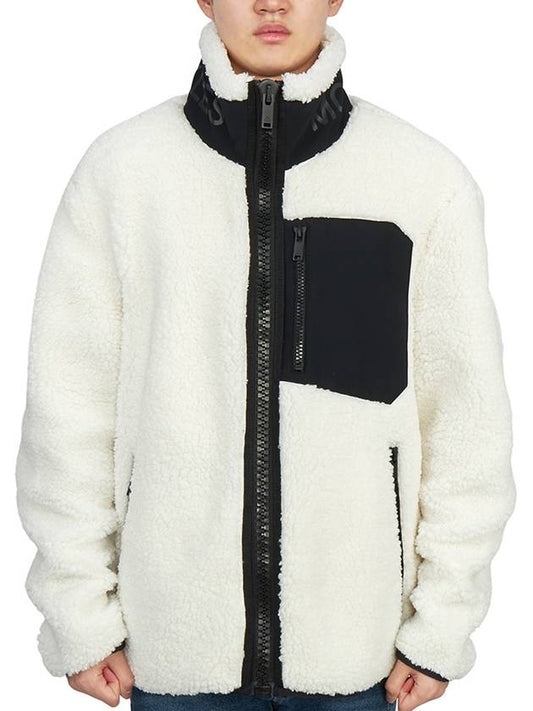 Men's Sagrek Shearling Fleece Zip-Up Jacket Ivory - MOOSE KNUCKLES - BALAAN 2