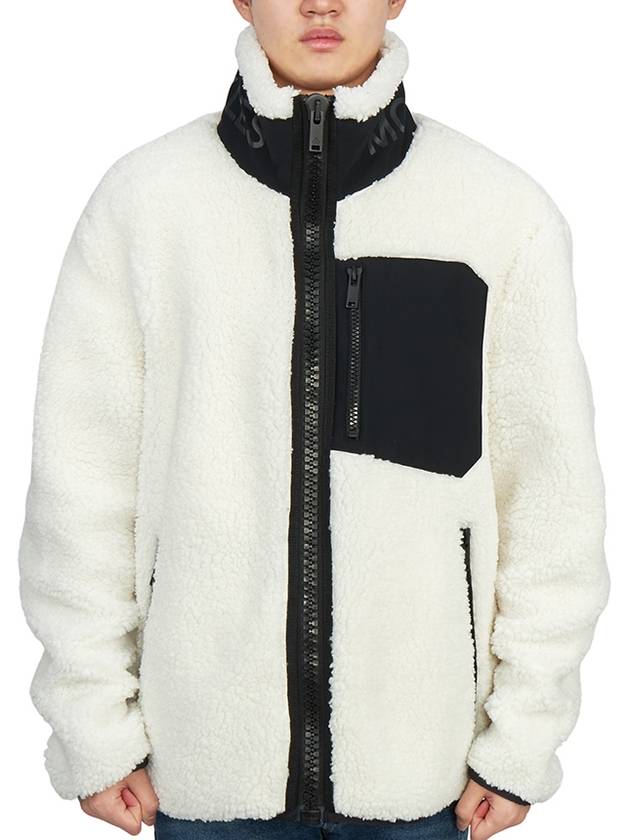 Men's Sagrek Shearling Fleece Zip-Up Jacket Ivory - MOOSE KNUCKLES - BALAAN 4