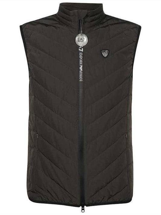 Logo Plaque Padded Vest Black - EMPORIO ARMANI - BALAAN 1