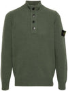 Wappen Patch Half Button Lambswool Knit Top Musk Green - STONE ISLAND - BALAAN 1