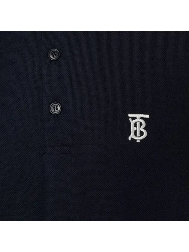 Icon Stripe Placket Cotton Pique Polo Shirt Navy - BURBERRY - BALAAN 3