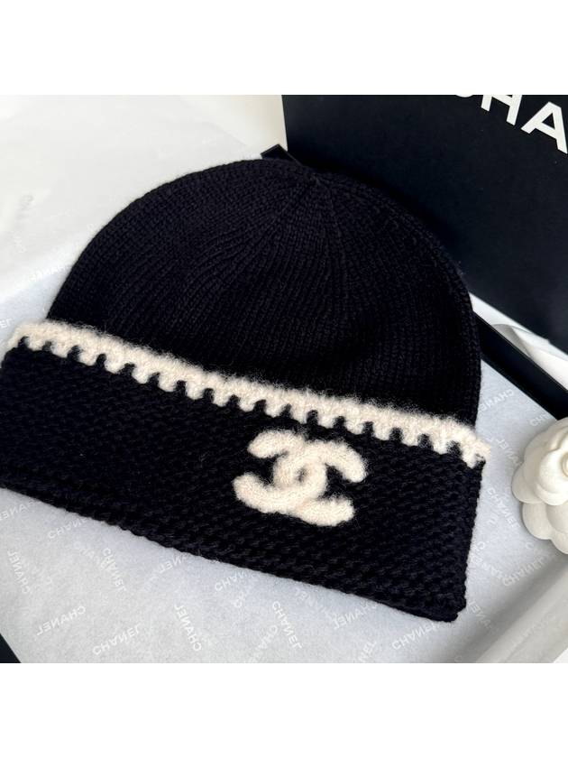 Cashmere Beanie Black White - CHANEL - BALAAN 9