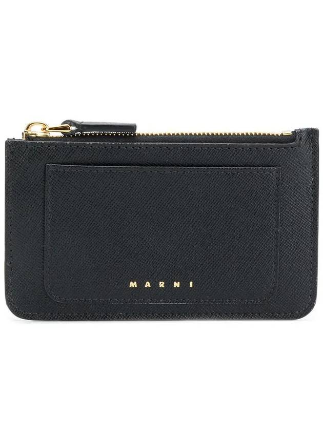 Saffiano Zipper Card Wallet Black - MARNI - BALAAN.