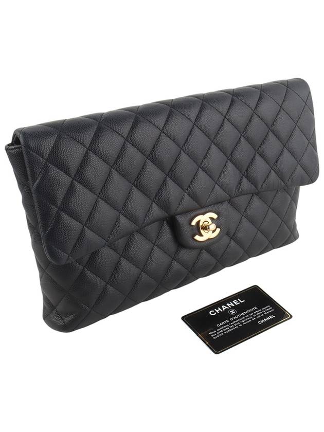 A57650 Caviar Classic Turnlock Gold Flap Clutch Bag 34253 - CHANEL - BALAAN 8