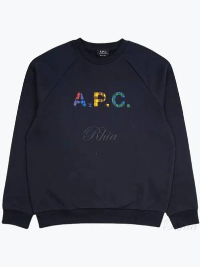 Shaun Tartan Check Logo Sweatshirt Navy - A.P.C. - BALAAN 2