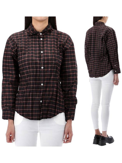 Check Pleated Long Sleeve Shirt - BALENCIAGA - BALAAN 2