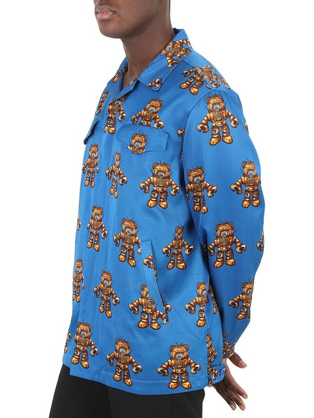 Men s Long Sleeve Shirt Moschino Blue Robot Bear Print Jacket Brand Size 46 US 36 - MOSCHINO - BALAAN 3