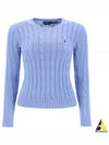 Embroidered Pony Logo Cable Knit Top Blue - POLO RALPH LAUREN - BALAAN 2