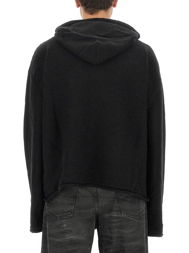 Number Zoom Logo Knit Virgin Wool Hoodie Black - MAISON MARGIELA - BALAAN 4