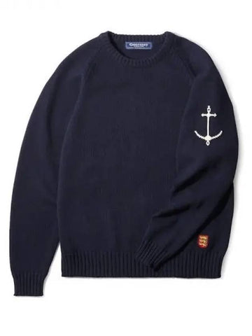 Nagrang crew neck cotton sweater navy domestic product GPCX23031385489 - GUERNSEY WOOLLENS - BALAAN 1