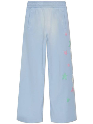 Palm Angels Sweatpants With Print, Women's, Light Blue - PALM ANGELS - BALAAN 1