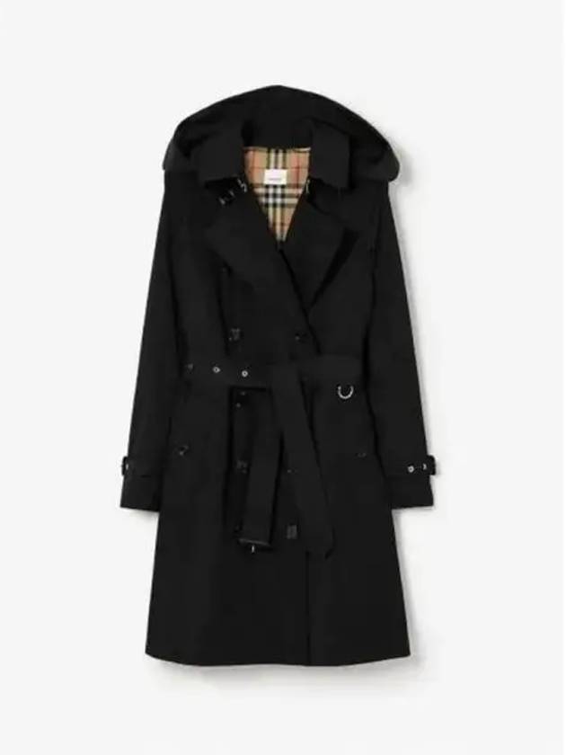 Detachable Hood Teffeta Kensington Trench Coat Black - BURBERRY - BALAAN 2