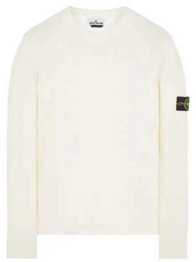 Men's Wappen Patch Crew Neck Wool Knit Top Ivory - STONE ISLAND - BALAAN 2