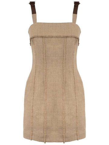 Alberta Ferretti Natural Jute Sheath Dress - ALBERTA FERRETTI - BALAAN 1