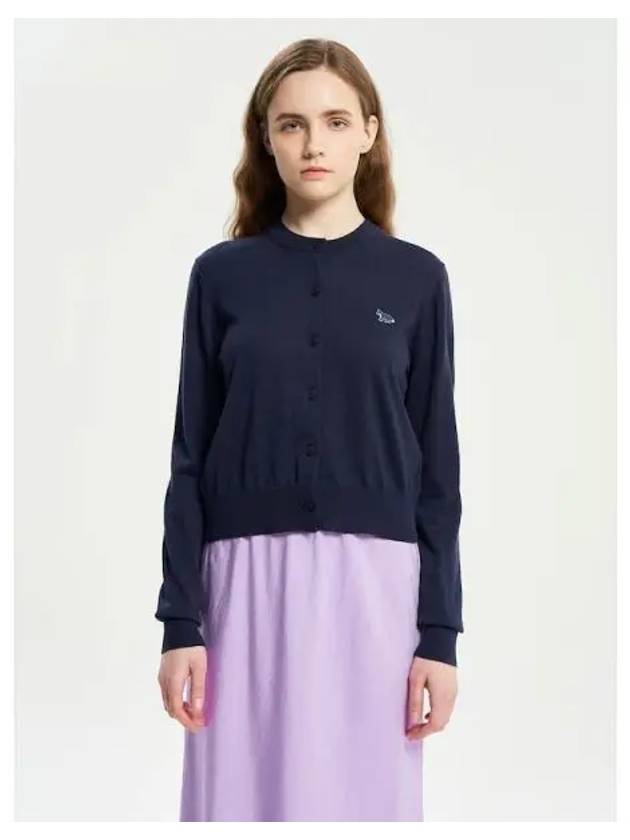 Women s Fox Patch Regular Spring Fall Cardigan Deep Navy Domestic Product - MAISON KITSUNE - BALAAN 1