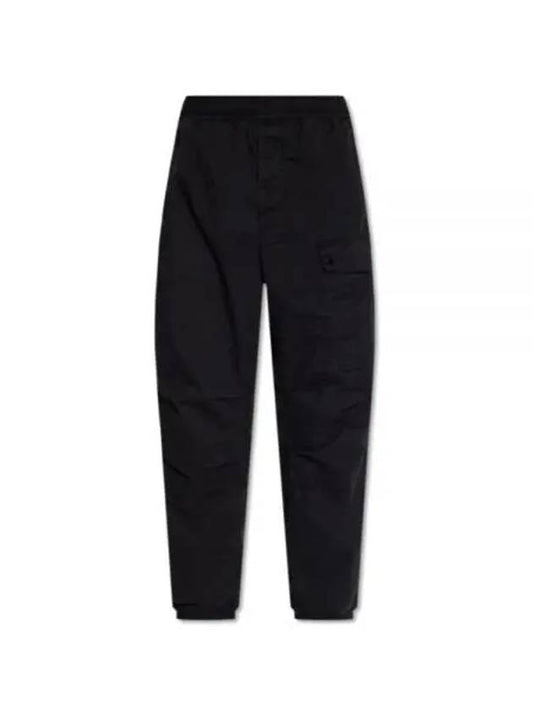 Logo Twill Cotton Cargo Track Pants Black - STONE ISLAND - BALAAN 2