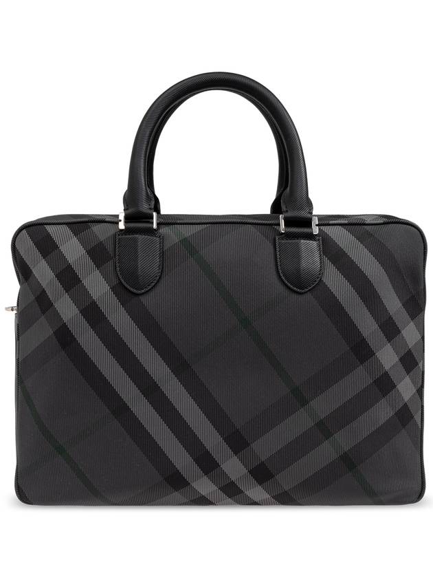 Grid Check Briefcase Charcoal - BURBERRY - BALAAN 4