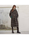 Women's Sailor Collar Handmade Oversized Coat Brown Check - MITTE - BALAAN 2